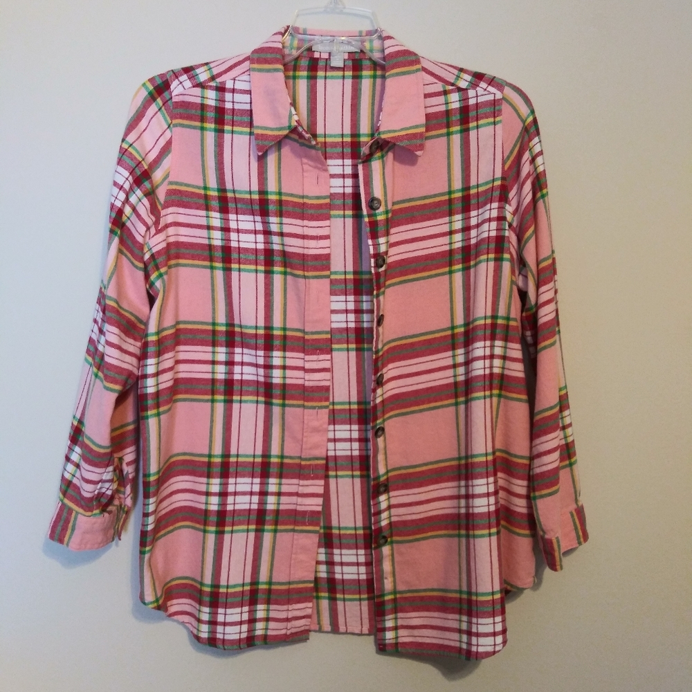 NWOT Pink plaid blouse
